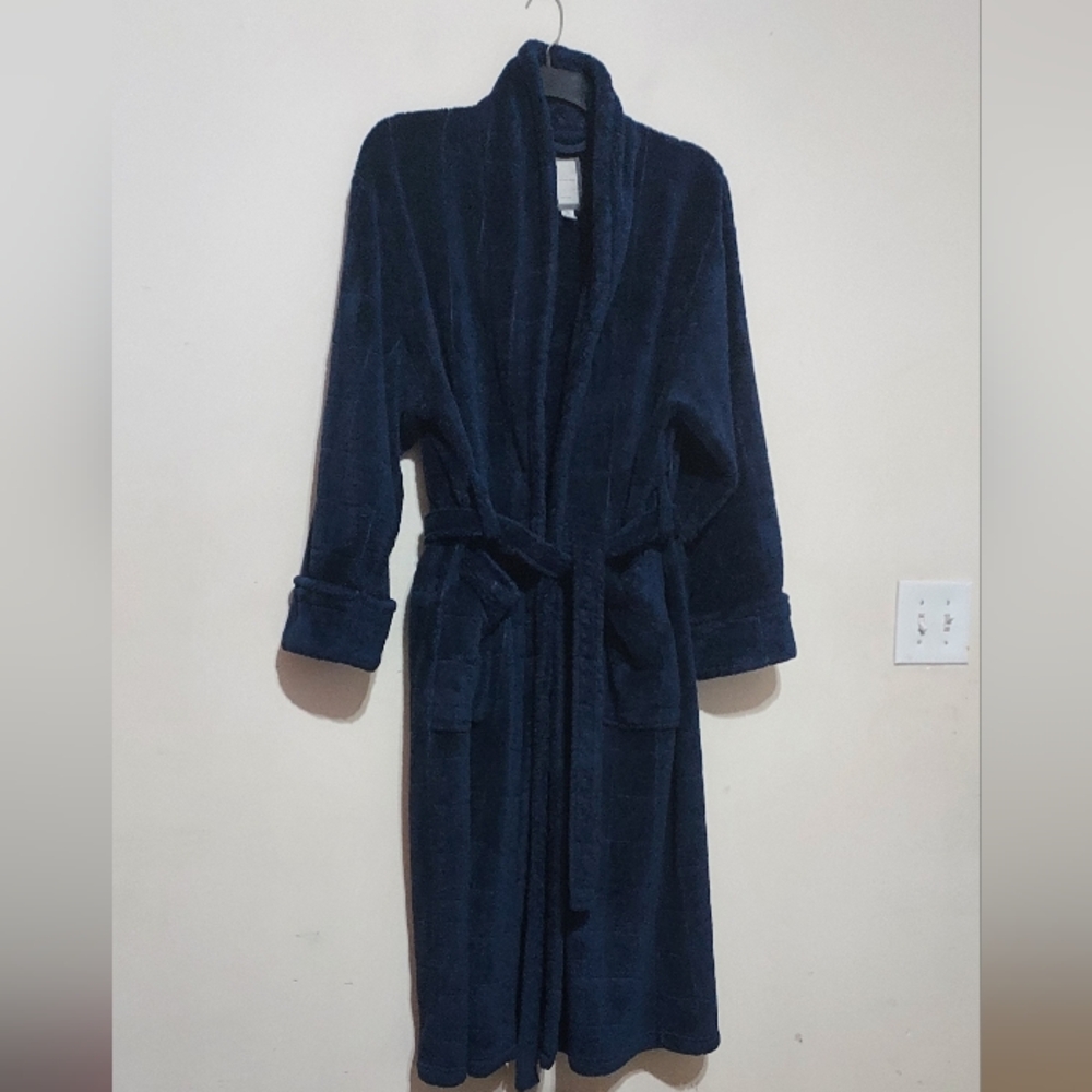 Daniel Buchler Navy Blue Plush Bathrobe Sz-M/L